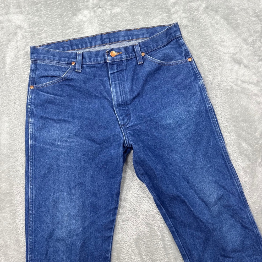 Wrangler 13MWZ Cowboy Cut Jeans Mens 36x33 Blue Indigo Straight Leg Denim
